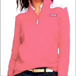VINEYARD VINES Marthas Vineyard 1\4 Zip ShepShirt 100 Cotton Terry Salmon Pink M